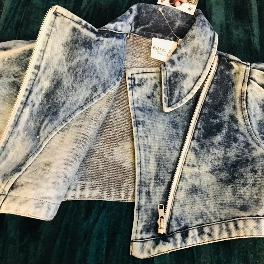 NWT Ooh La La Couture Girls Denim Jacket 24M 2T acid wash retro 80s 90s cropped